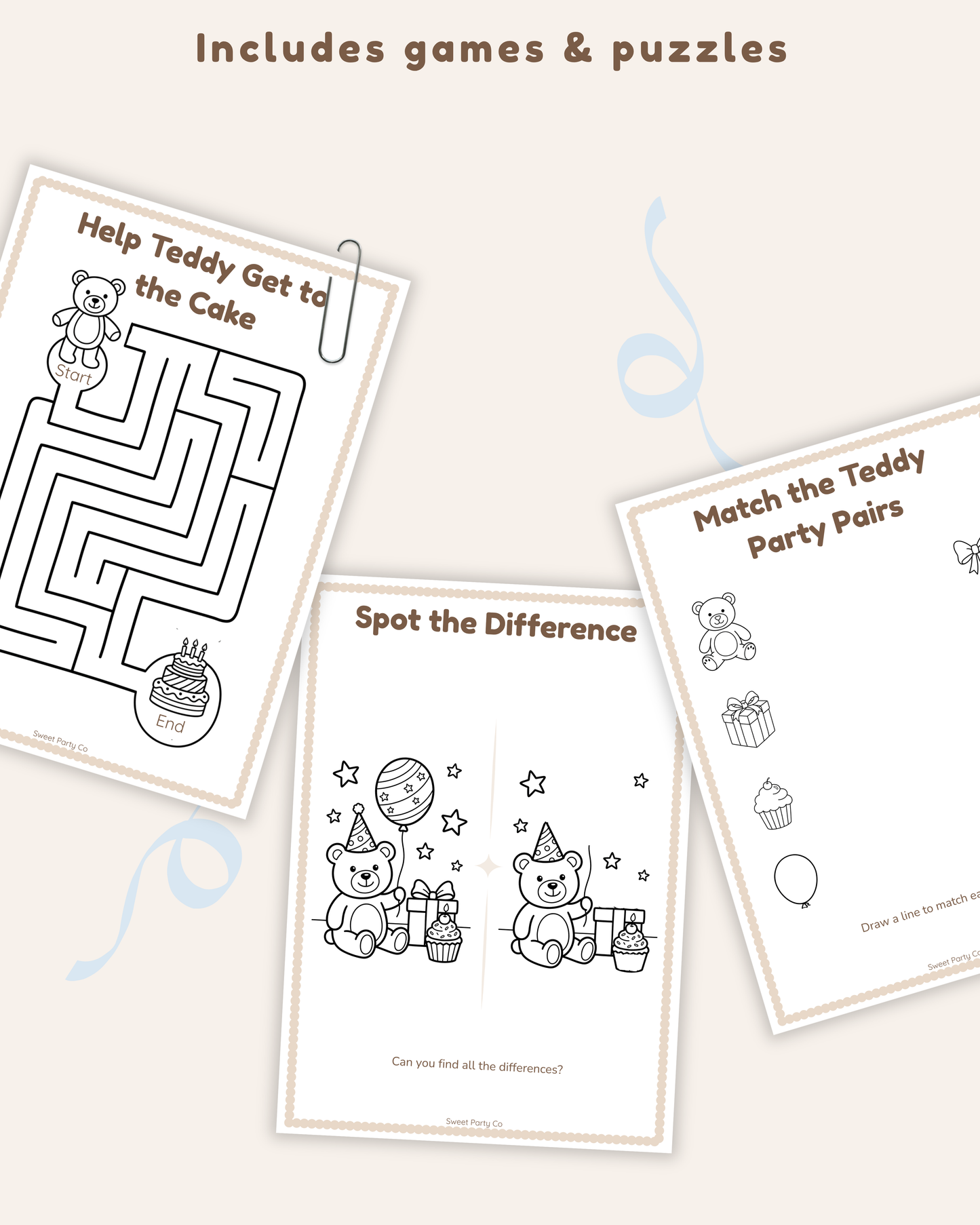 Teddy Bear Party Activity Pack
