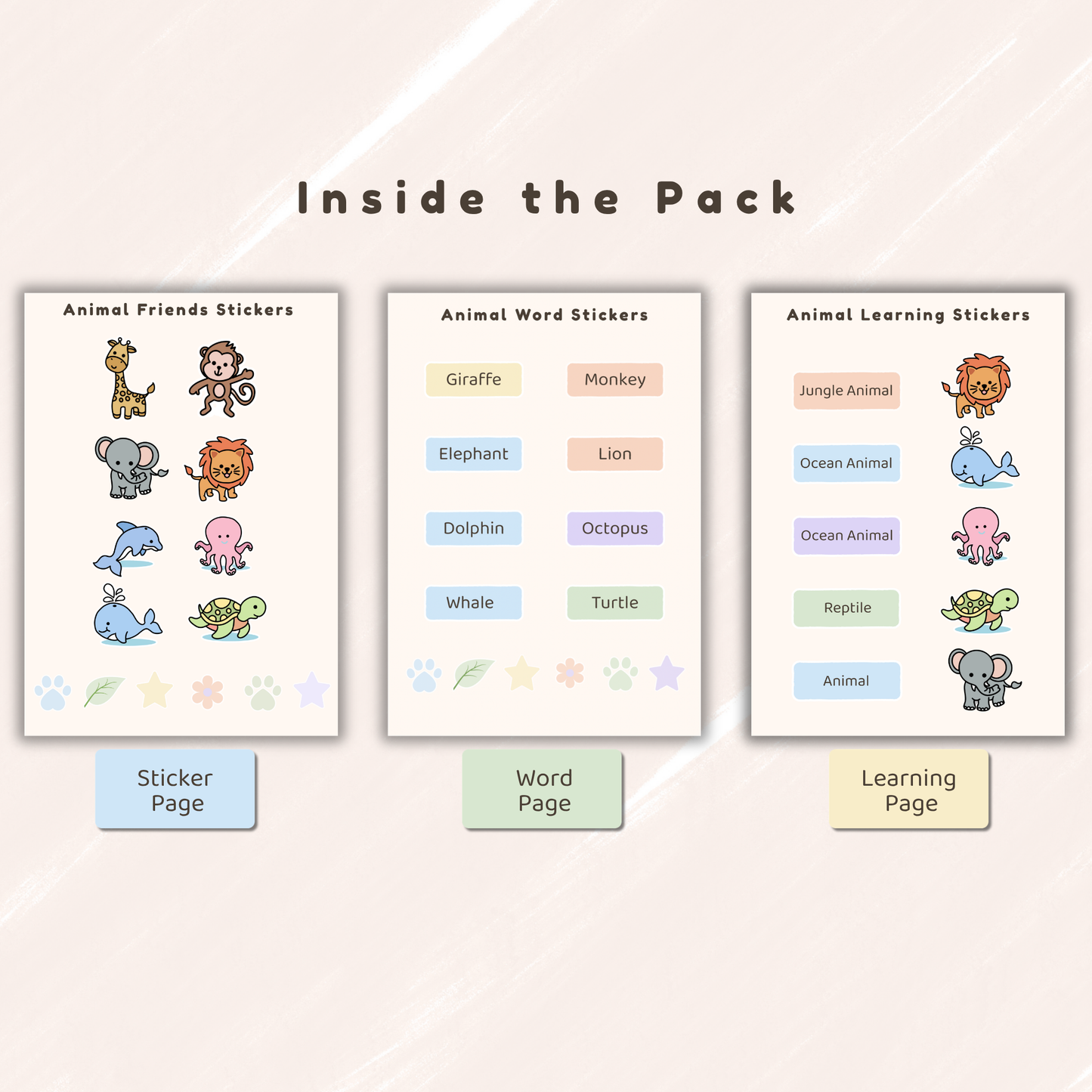 Animal Friends Educational Sticker Sheet Pack