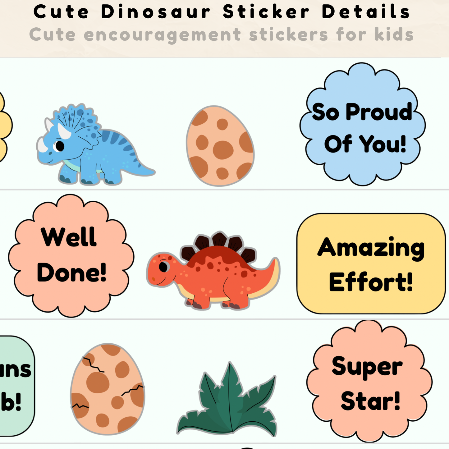 Dinosaur Reward Sticker Sheet