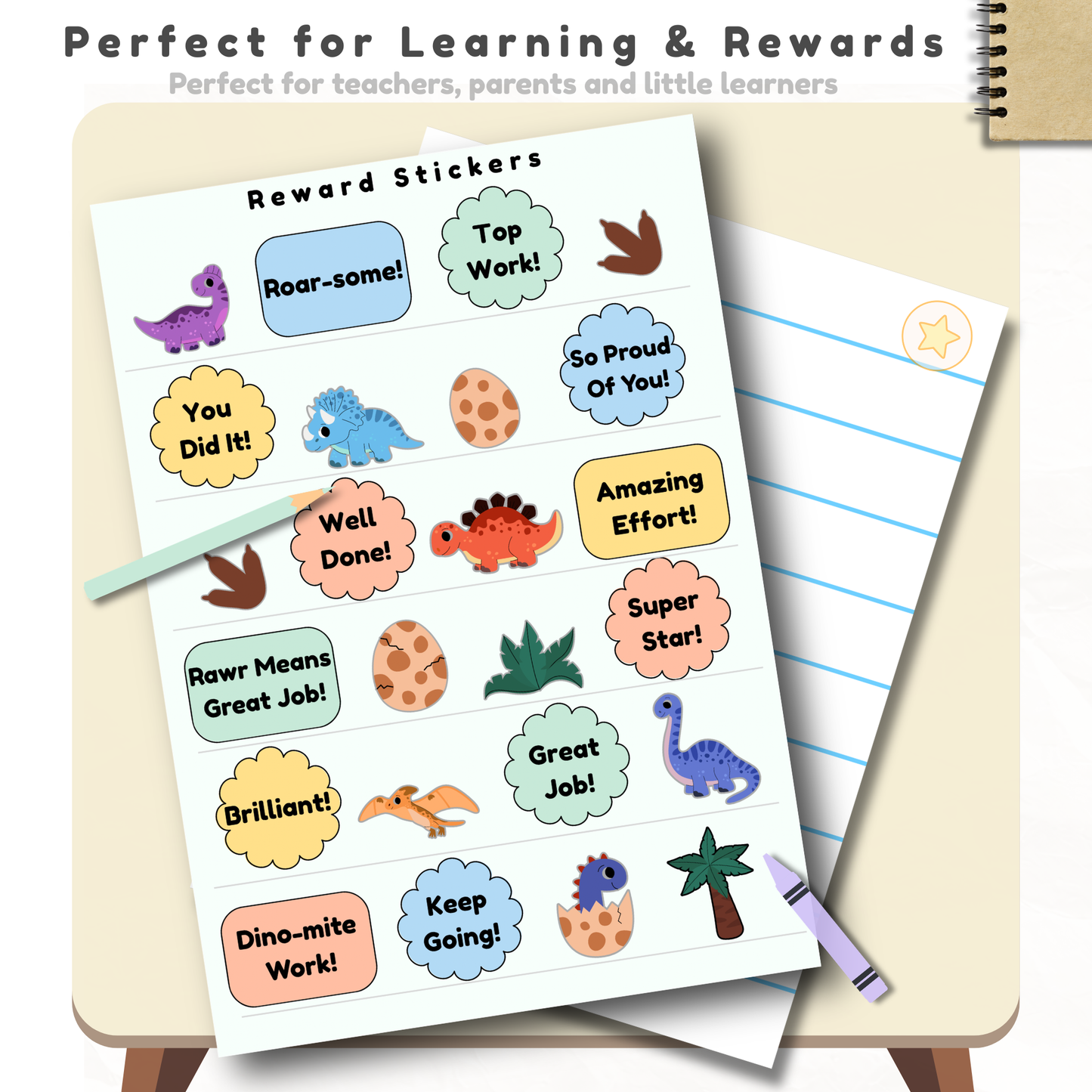 Dinosaur Reward Sticker Sheet
