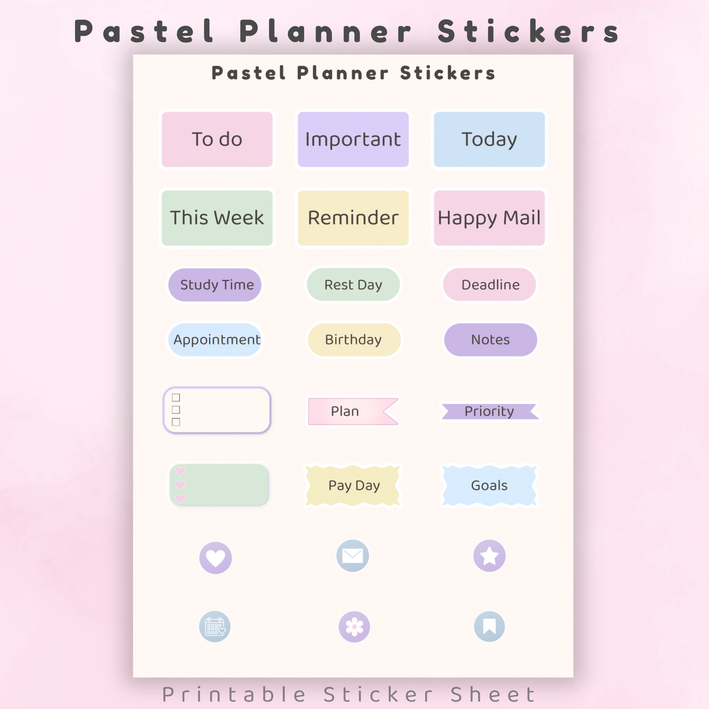 Pastel Planner Sticker Sheet