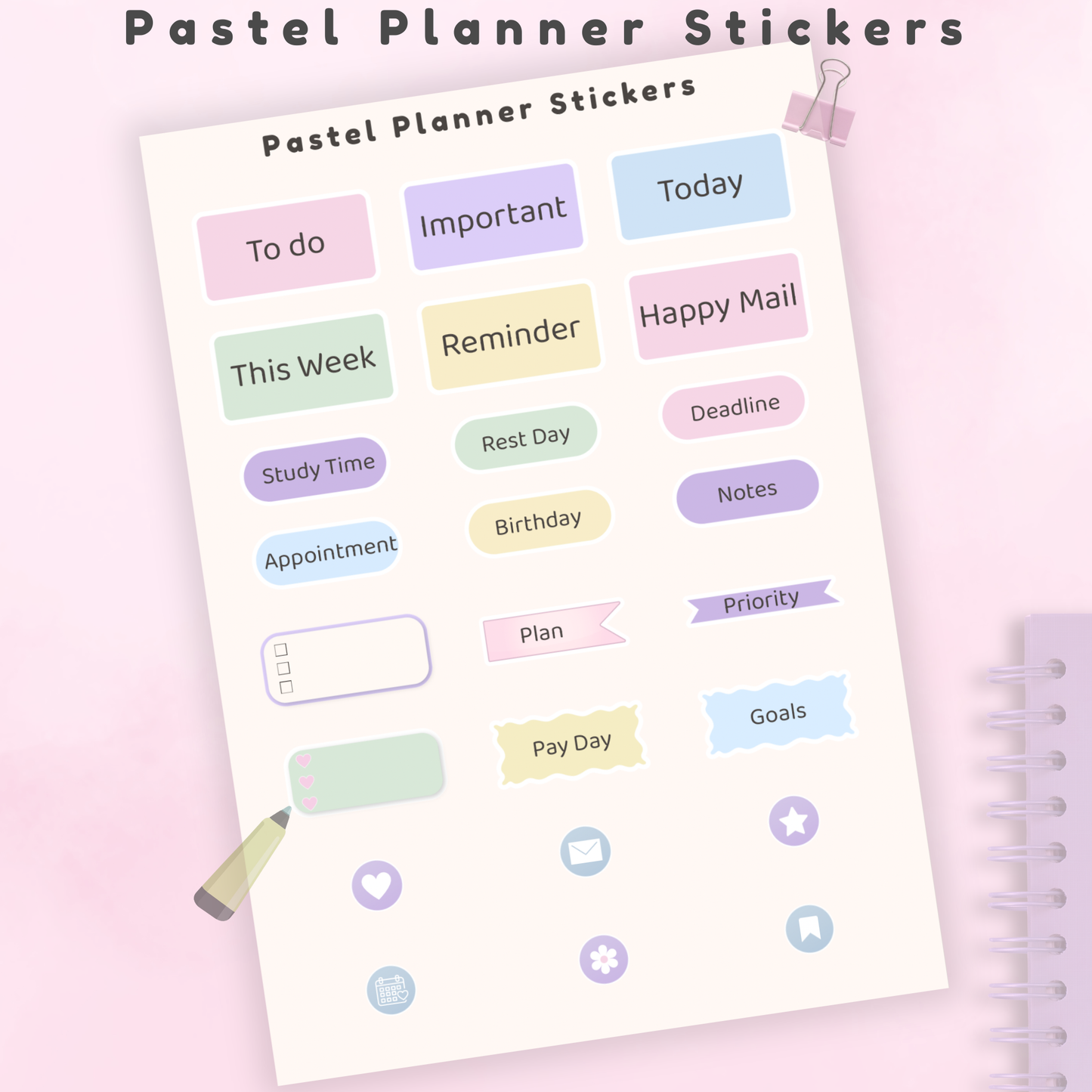 Pastel Planner Sticker Sheet