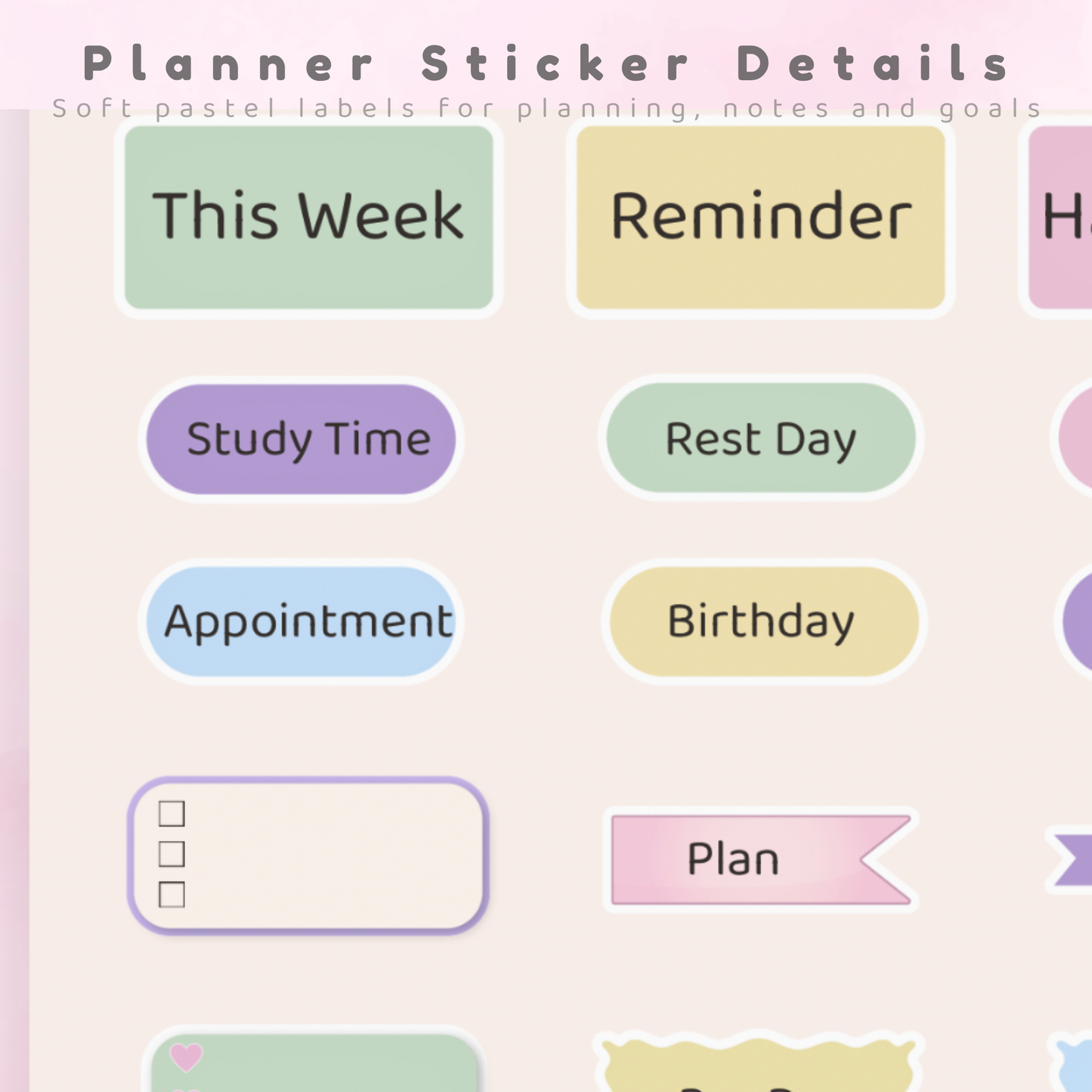 Pastel Planner Sticker Sheet
