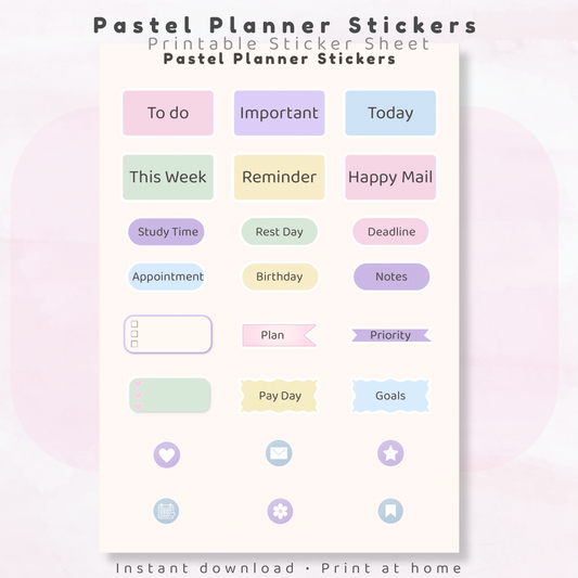 Pastel Planner Sticker Sheet